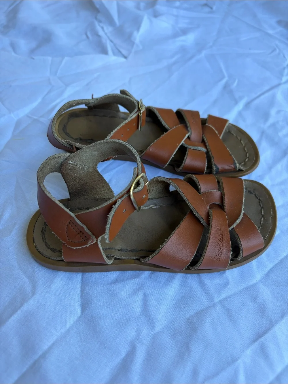 saltwater LUXE Tan Leather Strappy Kids Sandals